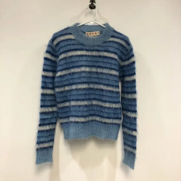 Marni Blue & White Striped Mohair-Blend Sweater Size 38 With Original tag - Picture 2 of 15